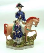 A 19th Century Staffordshire Figure and Horse Group, titled “Vivandiere”, 13” high