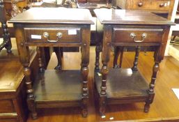 A pair of Eric Bates Reproduction Oak Bedside Cabinets with single drawer with swan neck handles,