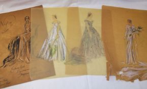 A folio containing a quantity of 1920s/30s Fashion Drawings to include some advertisements