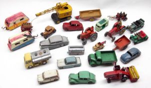 A box containing a small quantity of assorted Die-Cast Vehicles to include Commercials, Farm