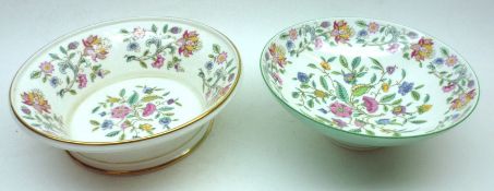 A Minton Haddon Hall Round Flared Bowl; together with a further Minton Haddon Hall Pedestal Bowl,