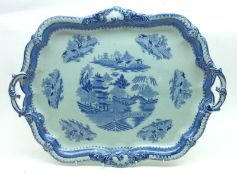 A 19th Century Ridgways Cabaret Tray decorated in Pagoda pattern, (extensively repaired with