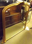 A Large Reproduction Overmantel Mirror of typical bowed top form, in gilt finish frame, 40” wide