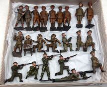 A Box containing a small quantity of mostly pre-war Britains Soldiers and Personnel