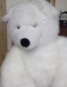 A very large Aurora Polar Bear, soft filled creamy white fur-covered body, height 56”