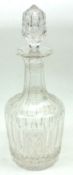 A 19th Century Round Clear Cut Glass Decanter and stopper, with star-cut base, 12” high