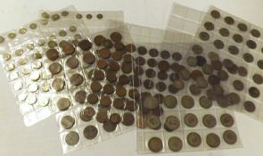 Folder: assorted UK Coins on Album Leaves, good quantity pre-1947