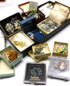 A Box: mixed lot of various 20th Century Costume Jewellery including Brooches, Pins, Cameo, Earrings