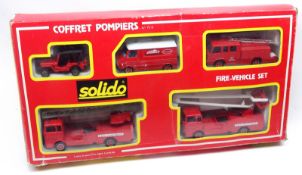 Boxed Solido Coffert Pompiers Fire Vehicle Set No 7010