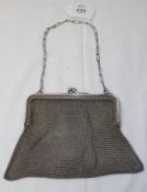 An early 20th Century white metal Mesh Purse