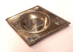 An Edward VII small lozenge-shaped Pin Dish or Ashtray, beaded border to small panels of pierced