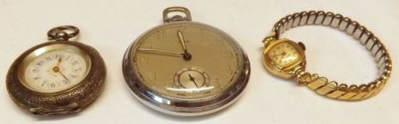 A Mixed Lot comprising: an Art Deco period Stainless Steel Cased Pocket Watch, with luminous