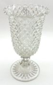 A John Derbyshire Pressed Clear Glass Celery Vase, circa 1875, 8 ½” high