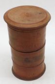 An unusual 19th Century three compartment Spice Container of cylindrical form, 5 ½” high (crack to