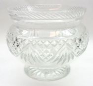 A Lead Crystal Glass Jardinière with heavily facetted rim and star-cut circular foot, 6” high