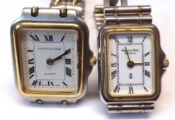 A Mixed Lot comprising: two Steel and Gilt Ladies Quartz Wristwatches, both retailed by Mappin &