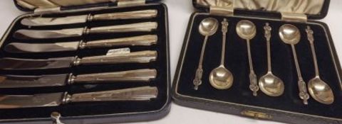 A Cased Set of Six George V Apostle Coffee Spoons, Birmingham 1933, Maker AJB; together with a cased
