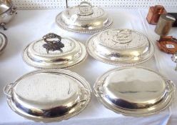 A Mixed Lot comprising: a pair of Victorian Electroplated Entrée Dishes and Lids, oval shaped with