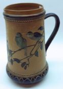 A Doulton Lambeth Stoneware Jug, decorated with scene of birds amongst foliage, various impressed