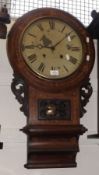 An American Dial Clock, the circular face inlaid with stylised rosette panels and cross-hatching,