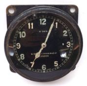 An S Smith & Sons (MA) Ltd, London, Vintage 8-Day Aircraft Clock, in black anodised case, formerly