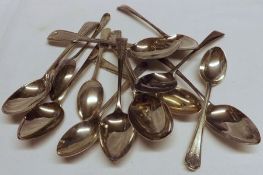 A set of six George IV Teaspoons, Old English pattern, London 1823, Maker WS; together with seven