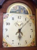 An Oak and Mahogany Cased Longcase Clock, swan-neck pediment applied with brass rosette mounts,