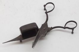 A pair of 19th Century Iron Candle Snuffers of typical form, 7 ½” long