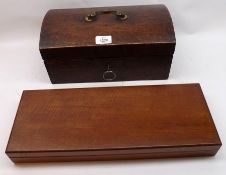 A small late 19th Century Oak Dome-Topped Trinket Box, together with a further small rectangular