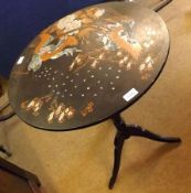 A 19th Century European small Pedestal Table, the round top inlaid with Shibayama type design,