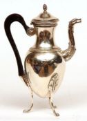 A late 19th Century French White Metal Chocolate Pot in neo-classical style, the vase-shaped body