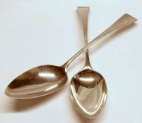 A pair of George III Tablespoons, Old English pattern, London 1796/9, Maker SA, weighing
