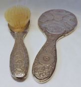 A late 19th/early 20th Century Chinese white metal framed Hand Mirror with worn character and
