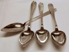 A set of four 19th Century Continental white metal Tablespoons, each bearing a monogram and