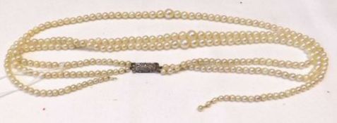 A Double Strand Pearl type Necklace with clasp; and a further Single Strand Pearl type Necklace (A/