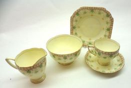 A Grafton “Dunoon” floral decorated Tea Set, comprising eleven Cups and twelve Saucers, two Cream