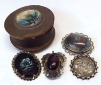 A Mixed Lot including an early/mid-20th Century Engine-Turned Metal Ring Box with thistle design