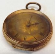 A last quarter of the 19th Century Continental 14K Gold Cased Fob Watch with standard jewelled