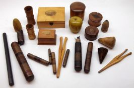 A Box: mixed lot of various Treen including Needle Cases, Boxes etc
