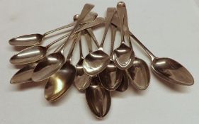 A Mixed Lot of Georgian Teaspoons, including nine Old English pattern including two bright cut