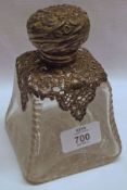 A Large Late Victorian Cut Glass Scent Bottle of sloping square form with elaborate pierced and