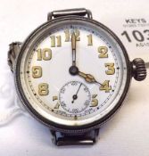 A 1st quarter of the 20th Century Ladies Silver Cased Wristwatch, un-named Swiss jewelled movement