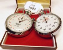 Two late 20th Century Chromium Cased Stop Watches “Heuer Trackmaster” and “Alfex Sport Timer” (2)