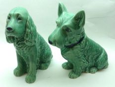 A Sylvac Model of a Scottie Dog, together with a Sylvac Model of a Spaniel, both finished in a