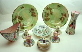 A Mixed Lot of various Maling Lustre China Wares, to include two Golden Spray Dinner Plates; two