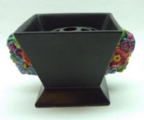 A Clarice Cliff “My Garden” Centrepiece of tapering square form, with black body and also inset with