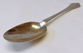 An early 18th Century Tablespoon, Dog Nose and Rattail pattern, prick engraved with initials SM & GN
