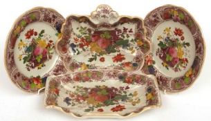 A quantity of 19th Century Masons Floral Tableware, comprising four Side Dishes, six 8 ½” Side