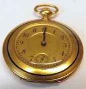 A 1st quarter of the 20th Century small Continental 18K Gold Cased Fob Watch, standard unsigned