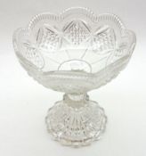 A James Derbyshire Pressed Glass Pedestal Sugar Bowl, circa 1868, 7” high